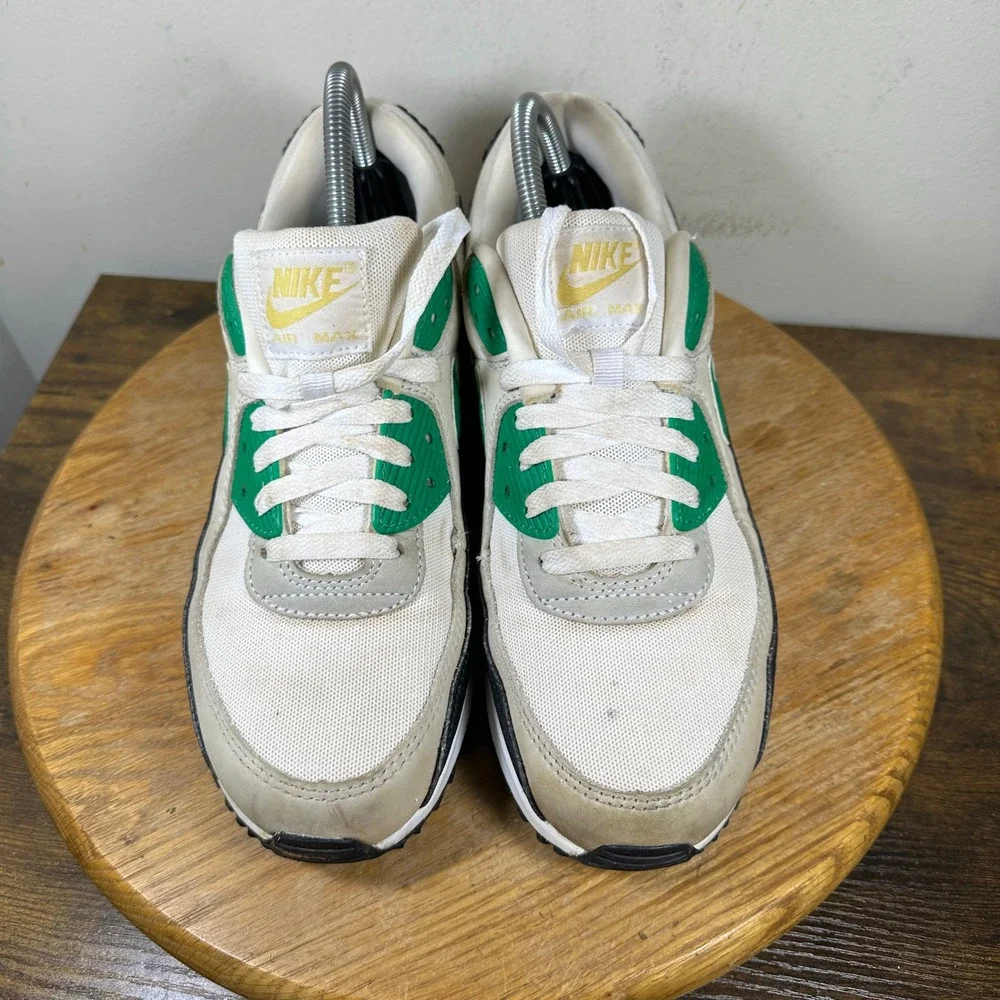 Nike Air Max 90 Mens White Green Black Sneakers FB9658-102 Size 9